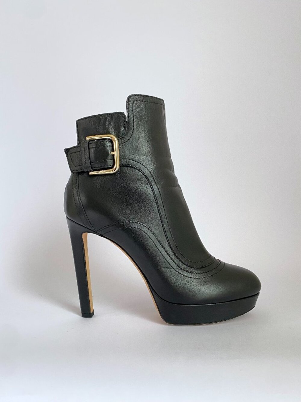 Jimmy Choo Britney 115 Black Leather Platform Ankle Boot Size EU 38.5 / US 8 - Picture 2 of 13
